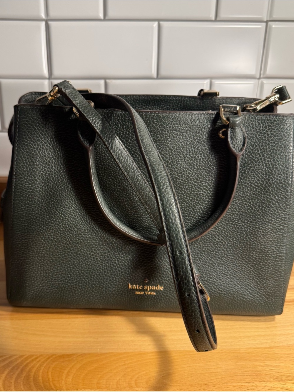 Kate Spade New York Leila Medium Triple Compartment Satchel Emerald Green - Picture 9 of 16